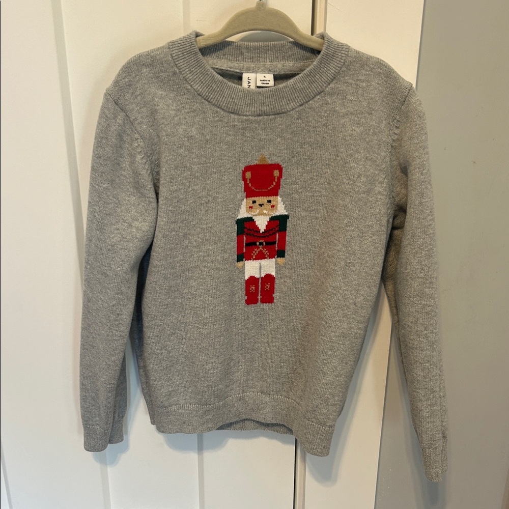 Janie and Jack Gray Knit Nutcracker Sweater
